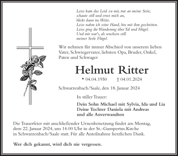 Traueranzeige von Helmut Ritter von 80048