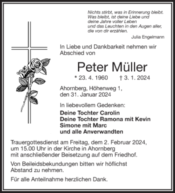 Traueranzeige von Peter Müller von Frankenpost