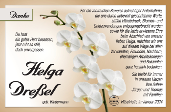 Traueranzeige von Helga Dreßel von 80048