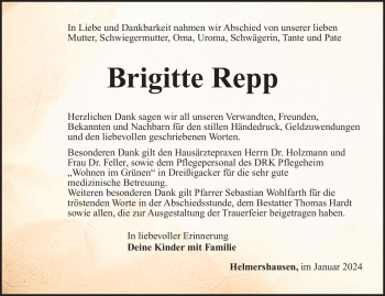 Traueranzeige von Brigitte Repp von 80048