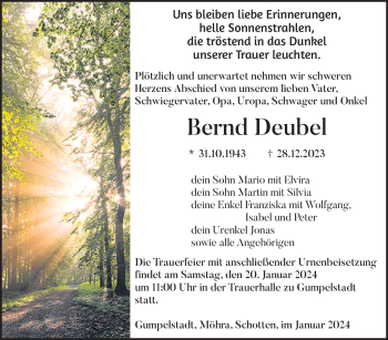 Traueranzeige von Bernd Deubel von 80048