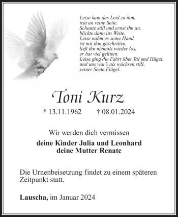 Traueranzeige von Toni Kurz von 80048