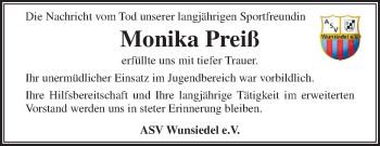 Traueranzeige von Monika Preiß von Frankenpost