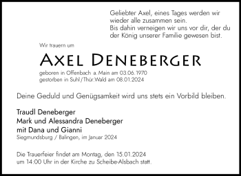 Traueranzeige von Axel Deneberger von 80048