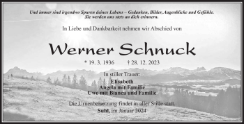 Traueranzeige von Werner Schnuck von 80048