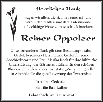 Traueranzeige von Reiner Oppolzer von 80048