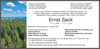 Traueranzeige von Ernst Sack von 80048