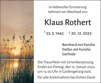 Traueranzeige von Klaus Rothert von 80048