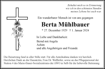 Traueranzeige von Berta Mühlbauer von 80048