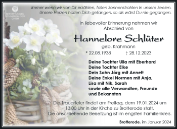 Traueranzeige von Hannelore Schlüter von 80048