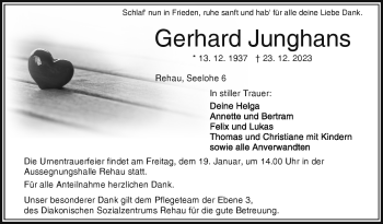 Traueranzeige von Gerhard Junghans von 80048