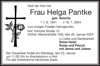 Traueranzeige von Helga Pantke von 80048