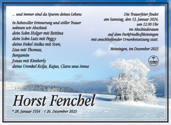 Traueranzeige von Horst Fenchel von 80048