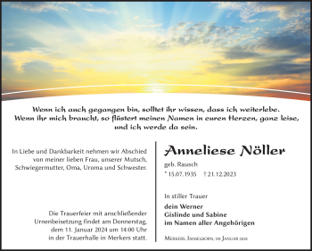 Traueranzeige von Anneliese Nöller von 80048