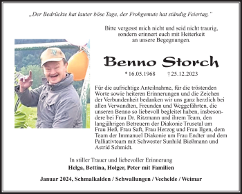 Traueranzeige von Benno Storch von 80048