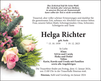 Traueranzeige von Helga Richter von 80048