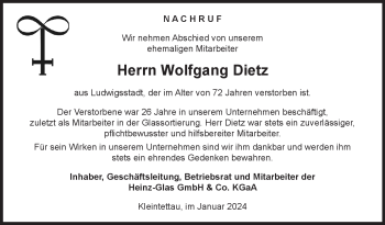 Traueranzeige von Wolfgang Dietz von 80048