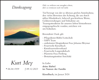 Traueranzeige von Kurt MEY von Südthüringer Presse