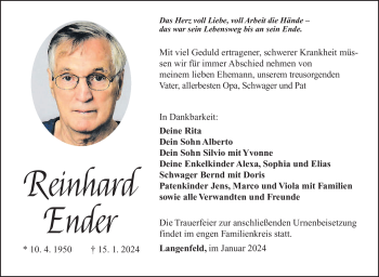 Traueranzeige von Reinhard Ender von 80048
