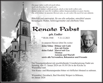 Traueranzeige von Renate Pabst von 80048