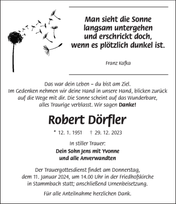 Traueranzeige von Robert Dörfler von 80048
