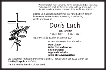 Traueranzeige von Doris Lach von Frankenpost