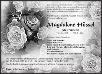 Traueranzeige von Magdalene Hössel von 80048