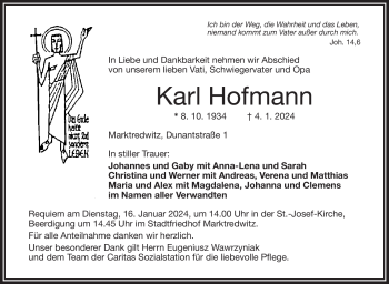 Traueranzeige von Karl Hofmann von 80048