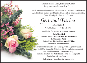 Traueranzeige von Gertraud Fischer von 80048