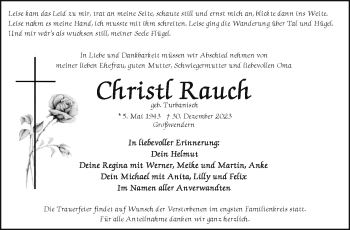 Traueranzeige von Christl Rauch von 80048