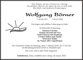 Traueranzeige von Wolfgang Börner von 80048