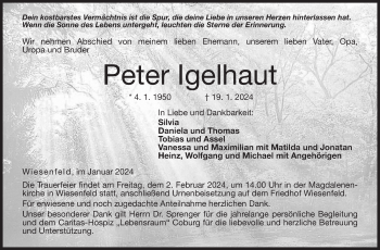 Traueranzeige von Peter Igelhaut von Neue Presse Coburg