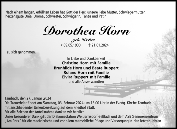 Traueranzeige von Dorothea Horn von Neue Presse Coburg