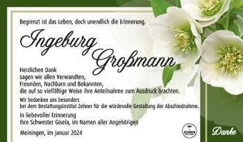 Traueranzeige von Ingeburg Großmann von 80048