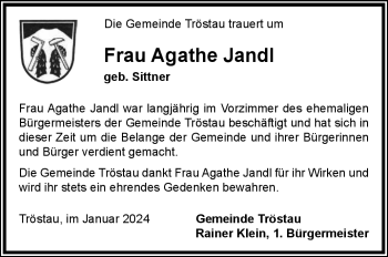 Traueranzeige von Agathe Jandl von 80048