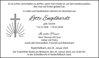 Traueranzeige von Lotte Engelhardt von 80048