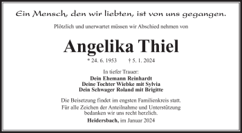 Traueranzeige von Angelika Thiel von 80048