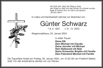 Traueranzeige von Günter Schwarz von 80048