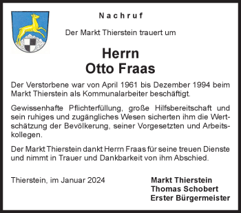 Traueranzeige von Otto Fraas von 80048