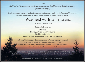 Traueranzeige von Adelheid Hoffmann von 80048
