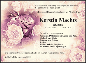 Traueranzeige von Kerstin Machts von 80048