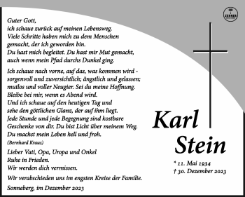 Traueranzeige von Karl Stein von 80048