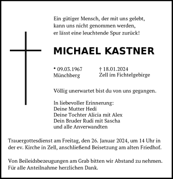 Traueranzeige von Michael Kastner von 80048