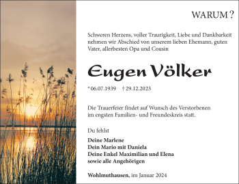 Traueranzeige von Eugen Völker von 80048