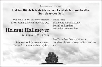 Traueranzeige von Helmut Hallmeyer von 80048