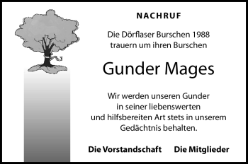 Traueranzeige von Gunder Mages von 80048