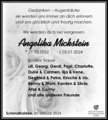 Traueranzeige von Angelika Mickstein von 80048