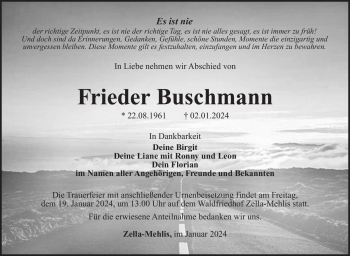 Traueranzeige von Frieder Buschmann von 80048
