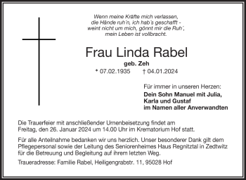 Traueranzeige von Linda Rabel von 80048