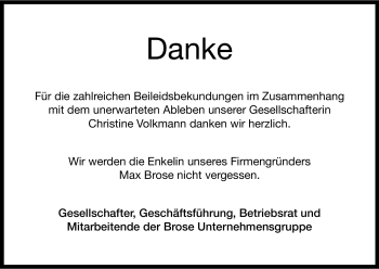 Traueranzeige von Christine Volkmann von 80048